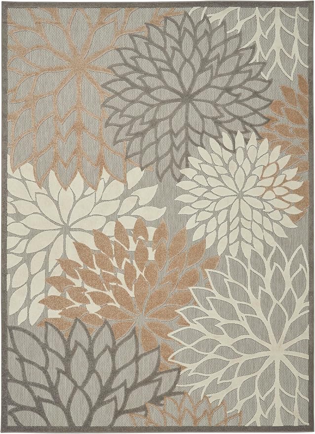 Nourison Home Aloha Natural 7'10" x 10'6" Area Rug - Easy Clean, Non Shedding, Bed Room, Living Room, Dining Room, Kitchen (8' x 11')