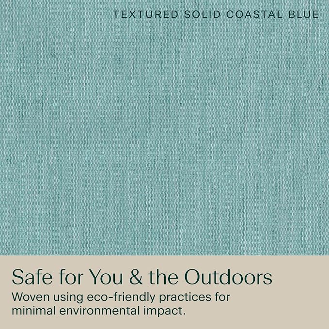 Honeycomb Outdoor Heritage Deep Seat, 25 x 26, Textured Solid Coastal Blue Chair Cushion with Removable Cover, for Patio Furniture