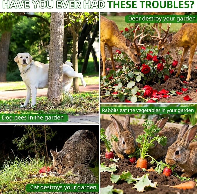 2026 Upgraded Solar Ultrasonic Animal Repellent, 2 Pack IP65 Waterproof Sonic Deer Deterrent, Motion Activated Outdoor Repeller to Keep Cats, Squirrels, Raccoons, Skunks & Dogs Away from Garden, Yard
