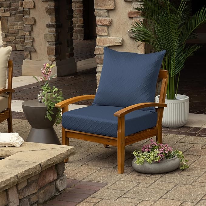 Arden Elastic Deep Seat Cushion Cover, (2-Pack), Stretch Knit Patio Cushion Slipcover, Fade Resistant, Machine Washable, Indoor/Outdoor Replacement Cover, Fits Multiple Sizes, Navy
