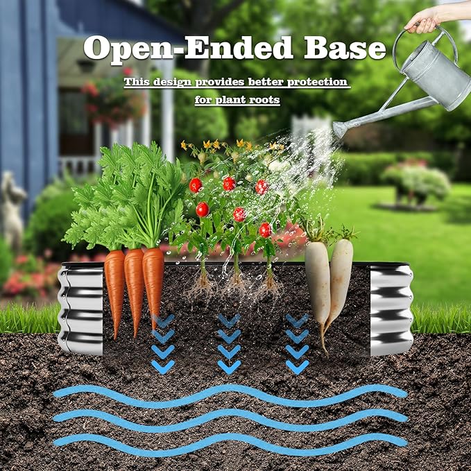 ZFHgarden Galvanized Metal Planter Raised Garden Bed Kit for Gardening Outdoor，4x2x1ft Planter Grow Garden Box Raised Flower Bed，Long Vegetable Clearance Herb Raised Garden Beds for Gardening Green