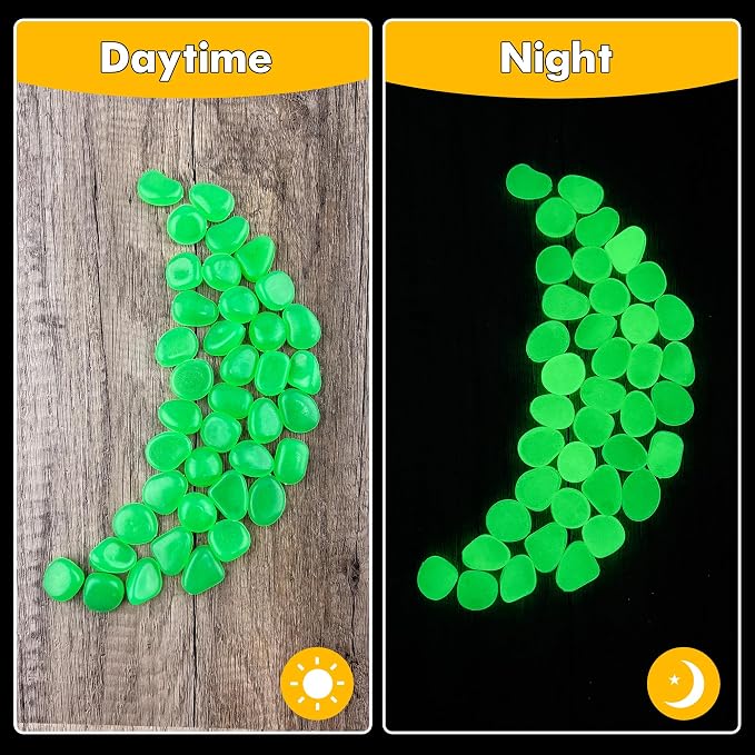 Glow in The Dark Fish Tank Rocks,Green Glowing Rocks Stones Resin Glow in Dark Pebbles for Outdoor Garden, Fish Tank, Aquarium, Landscaping,Driveway Decoration,2.2 Lb