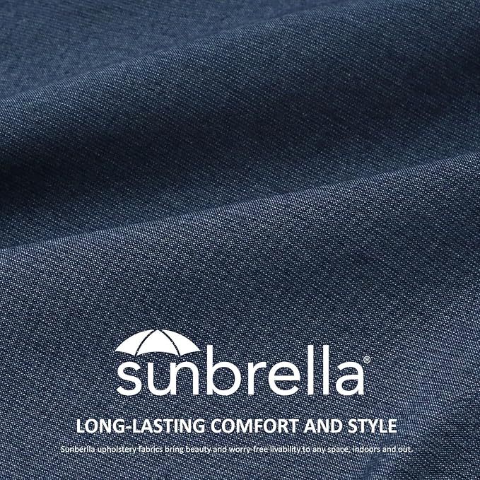 Unimatta Sunbrella Square Corner Seat Cushions, 18.5" x 16" x 3", Set of 4, Indoor Outdoor Water Repellent Universal Chair Pads with Ties for Patio Furniture, Garden Dining Chairs, Specrtum Indigo
