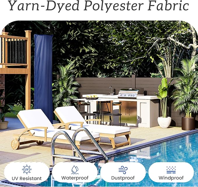 Patio Umbrella Cover Waterproof UV Resistant Outdoor Cantilever Umbrella Covers with Zipper and Rod, Navy