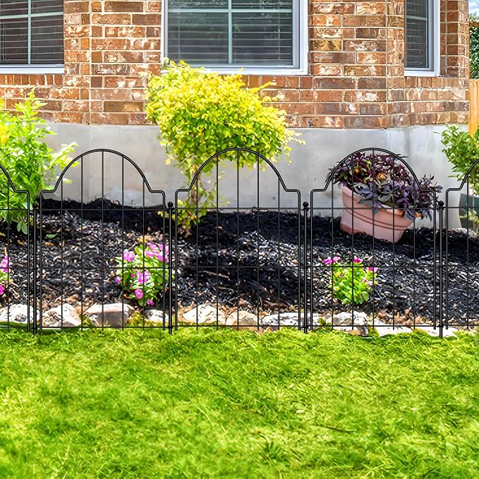 Decorative Garden Fences 17in x 10.3ft, 10 Pack Outdoor Fencing Animal Barrier Dog Border, Metal Wire Fence Panels for Garden Decor, Flower Bed Edging Borders for No Dig Patio Yard