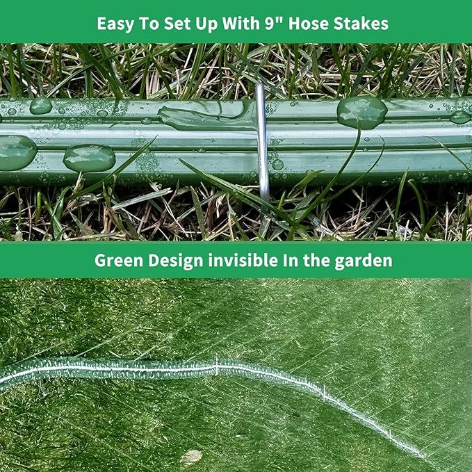Watoo 2026 Sprinkler Hose & Soaker Hose for Yard - 75 FT Reinforced Flat Garden Hose with Holes, Heavy Duty No-Kink Lawn Irrigation Hose (Includes Stakes, High Pressure Spray)