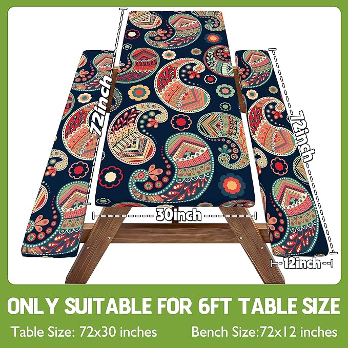 Picnic Table Cover with Bench Covers Table Cloth Tablecover Camping Essentials Camp Must Haves Camper Gear Outdoor Accessories River Water Motorhome Trailer Tent Rv Car Travel Activities Accessary Set