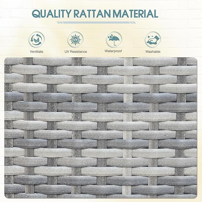 Devoko Outdoor Pool Towel Rack Patio Waterproof Rattan Wicker Storage Cabinet Shed with Shelves & Drawer (Grey)