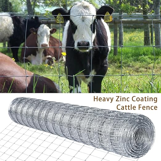 6ft x 100ft Thicker Heavy-Duty Livestock Fence, High-Zinc Galvanized Cattle Fence, Farm Wire Fencing for Hog, Goat, Deer & Horse