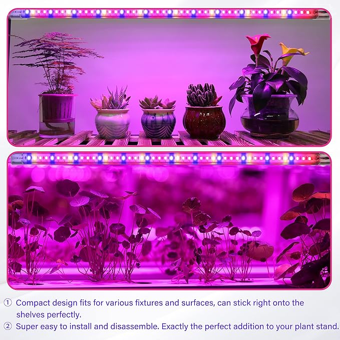 iPower 20W LED Plant Grow Light Strips Full Spectrum for Indoor Plants with Auto ON/Off 3/9/12H Timer, 10 Dimmable Levels 48 LEDs Per Tude, for Hydroponics Succulent, 2 Tubes, Mix