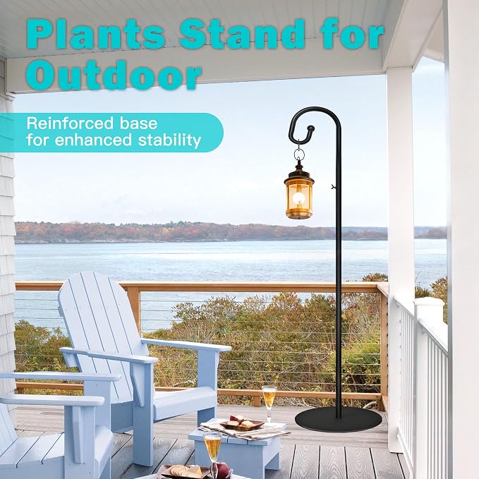 76" Shepherds Hooks for Outdoor- 3/4 Inches Thicken Wind Chimes Hanger | 6.6 lbs heavy duty Base, Hanging Plant Stand for Outdoor, Hanging Bird Feeder, Wreath, Lanterns