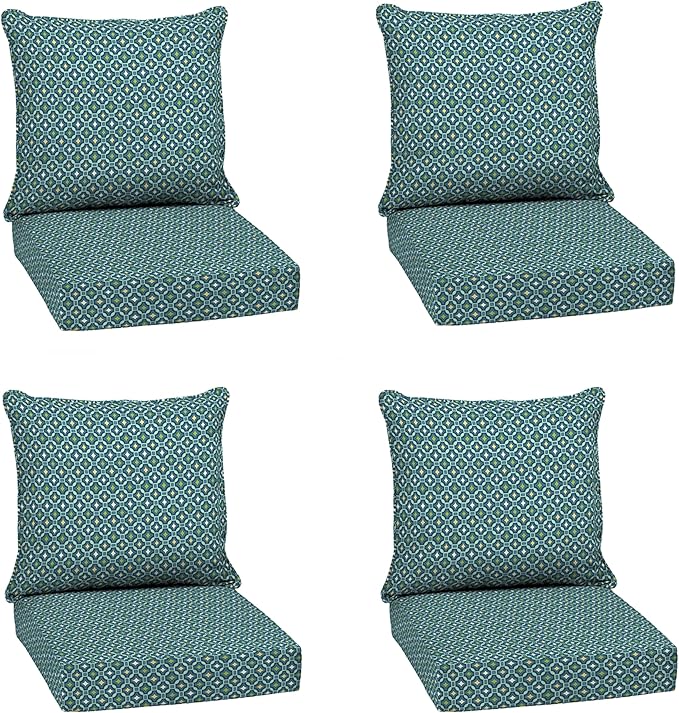Arden Outdoor Deep Seat Cushion Set (4-Pack), 24 in x 24 in, Weather-Proof, Rain-Proof, Fade Resistant Patio Cushion for Chair, Sofa, and Couch Alana Tile