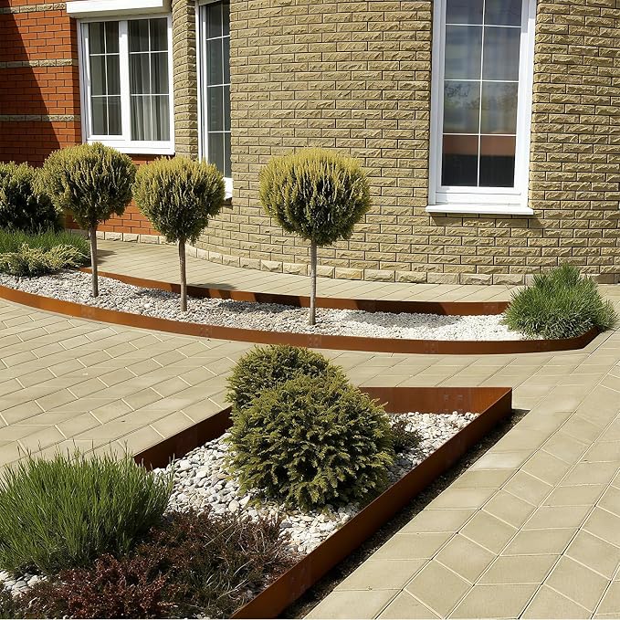Corten Steel Edging Steel Landscape Edging Metal Garden Edging 8 Inch Metal Landscape Edging Landscaping Rusted 40 Inch Strips Patina 6 pcs Edge for Yard Lawn Outdoor by GZGNEEVL