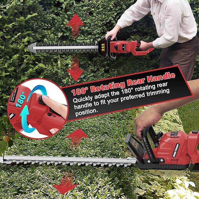 Cordless Hedge Trimmer Compatible with Milwaukee M18 Battery, 20-Inch Electric Hedge Trimmer, Battery Powered Brushless Bush Trimmer, 2/3'' Cutting Capacity, Lightweight & Rotatable Handle(No Battery)