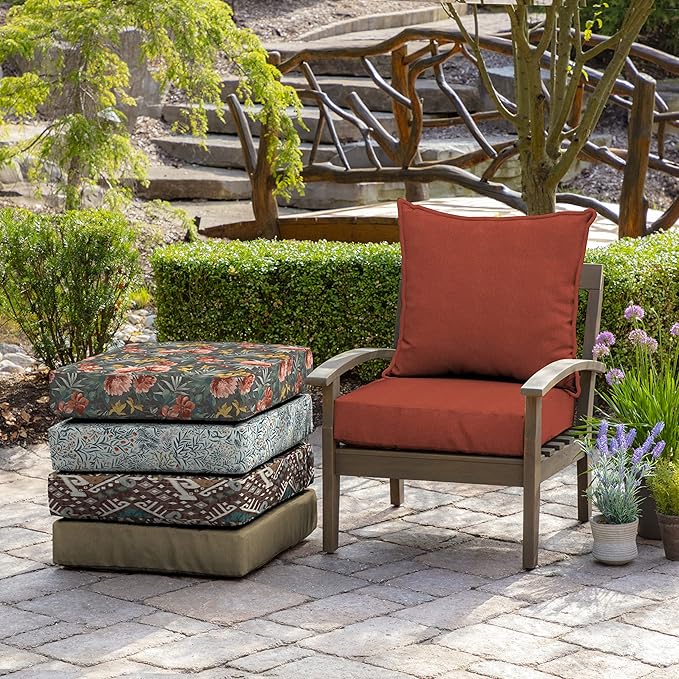 Arden Olefin Outdoor Deep Seat Cushion Set (4-Pack), 24 in x 24 in, Weather-Proof, Rain-Proof, Fade Resistant Patio Cushion for Chair, Sofa, and Couch Sedona Woven Texture
