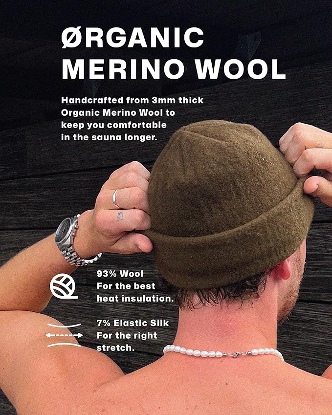 Sauna Hat – Natural Merino Wool Sauna Accessory for Heat Protection – Eco-Friendly, Lightweight & Durable