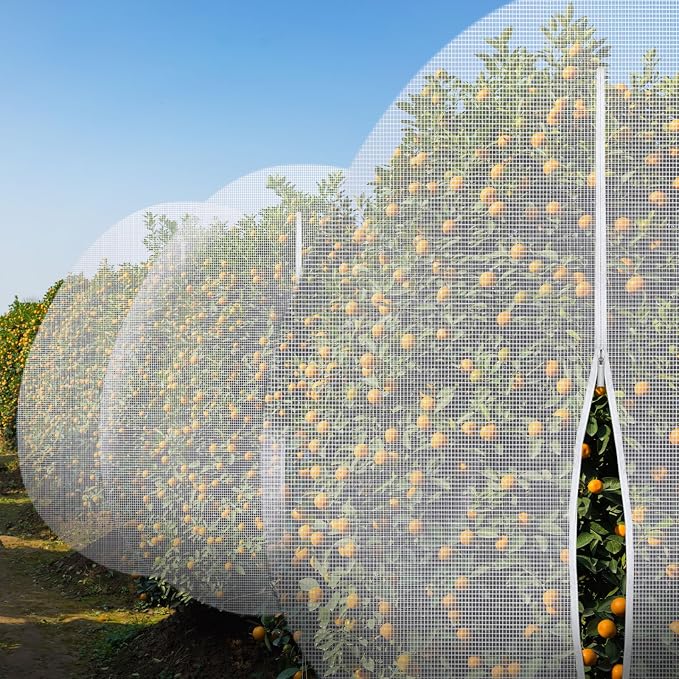 15 x 15 ft Large Fruit Tree Netting for Protecting Fruit from Squirrels Birds Bug Deer & Rat Garden Mesh Netting with Zipper and Drawstring Tree Covers for Blueberry Peach Apple Garden Bushes