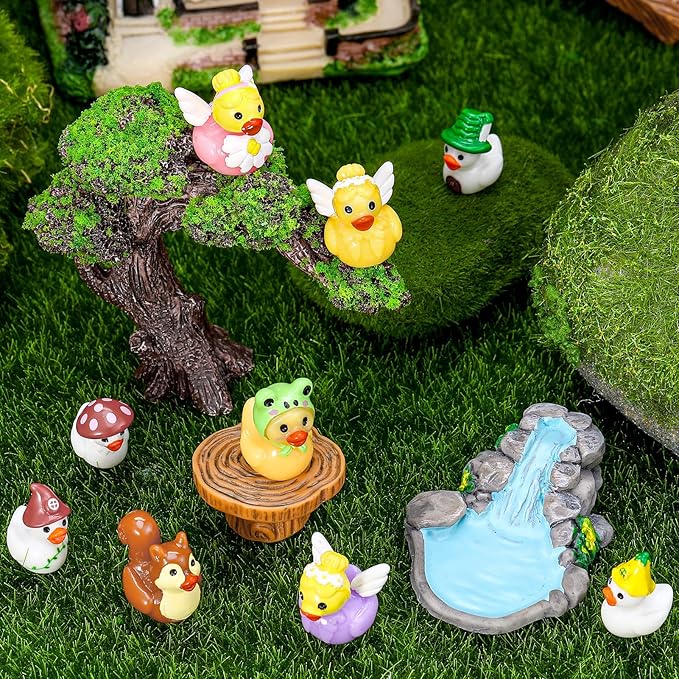 36 Pcs Fairy Garden Accessories - Miniatures Garden Houses Bridge Landscape Water Well Fence Figurines Pond Mushroom Lawn Garden Ornament for DIY Terrarium Potted Plants Dollhouse Desk Decor