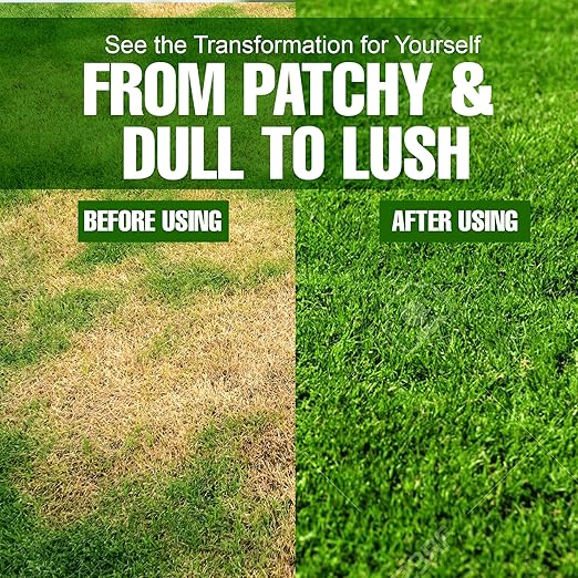 Slow Release Lawn Fertilizer 25-5-10 NPK - 65% Granular Nitrogen Formula for Deep Feeding up to 110 Days - 20kg (44lbs) Bag - Kid & Pet Safe Lawn Care for Lush Green Grass