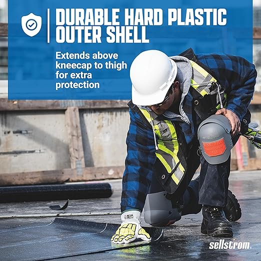 Sellstrom Ultra Flex KneePro Professional Knee Pads for Men & Women with Thick Foam Cushioning & Heavy Duty Hard Outer Shell - Adjustable Straps with Quick-Clips & Ergonomic Metal Hinges - for Construction Work, Gardening, Roofing, Flooring