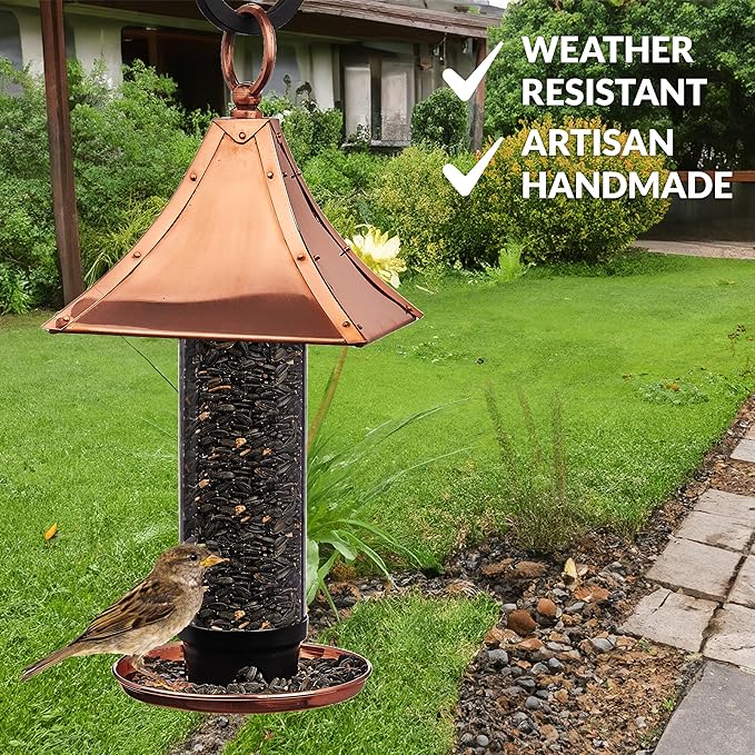 Good Directions T01P Pagoda Style, Pure Copper Bird Feeder, Wild Bird Feeder, Easy to Hang