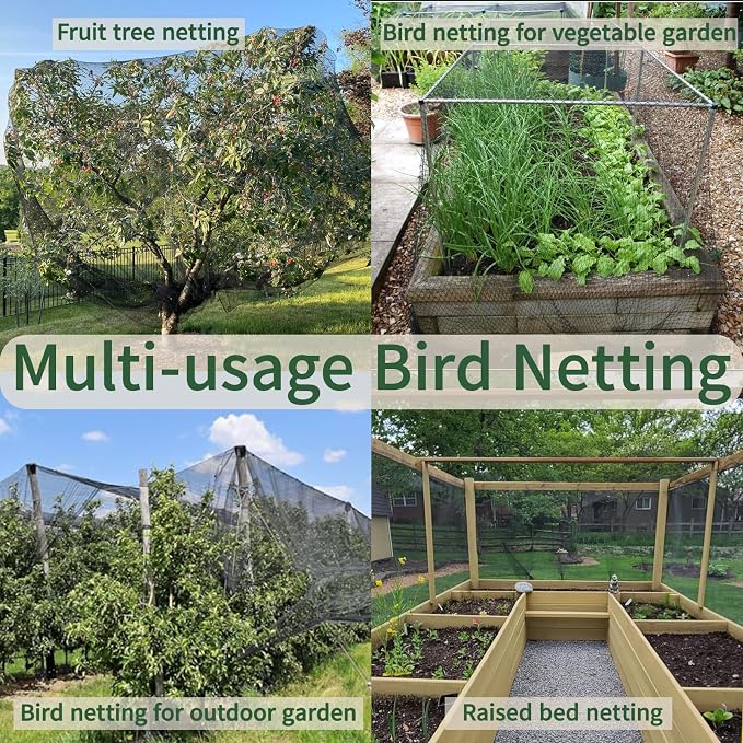 25x100ft Bird Netting for Chicken Coop 1 inch Mesh Heavy Duty Chicken Netting Animal Barrier, Poultry Netting Roof Cover for Chicken Run, Bird Net for Fruit Tree Against Birds Squirrels Rabbits