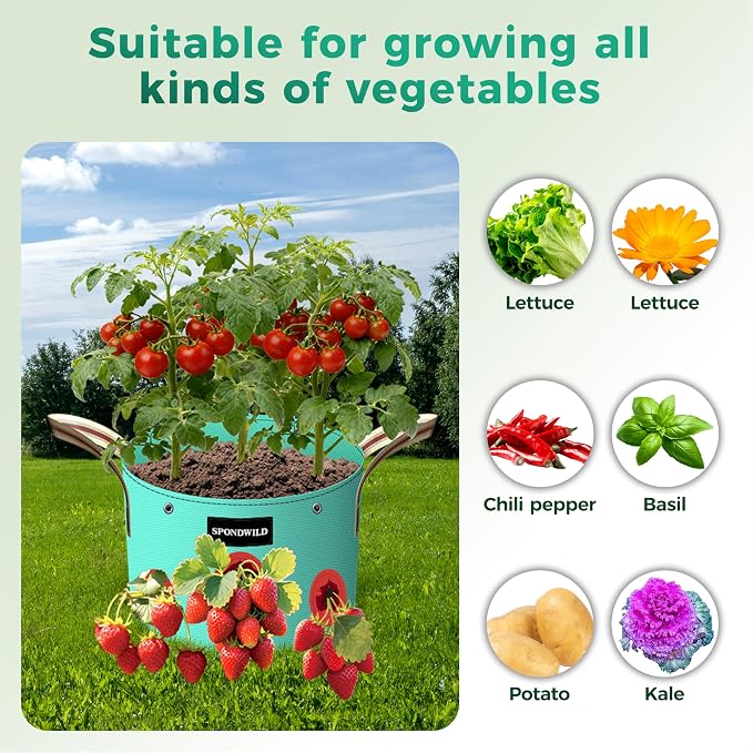 7 Pack 1 Gallon Grow Bags Heavy Duty 180G Thickened PE Plant Pots with 8 Breathable Holes Design