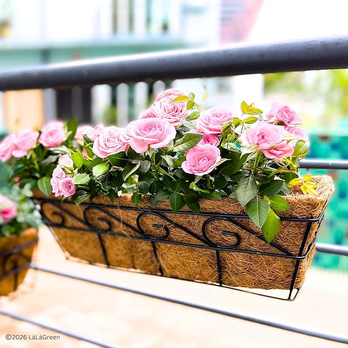 LaLaGreen 16" (4 Pack, Rectangular) Trough Coco Liners for Planter – Medium Coconut Coir Replacement for Window Box, Wall Mount Flower Pot, Outdoor Use– Also Available in 24/30’’ and Different Shapes