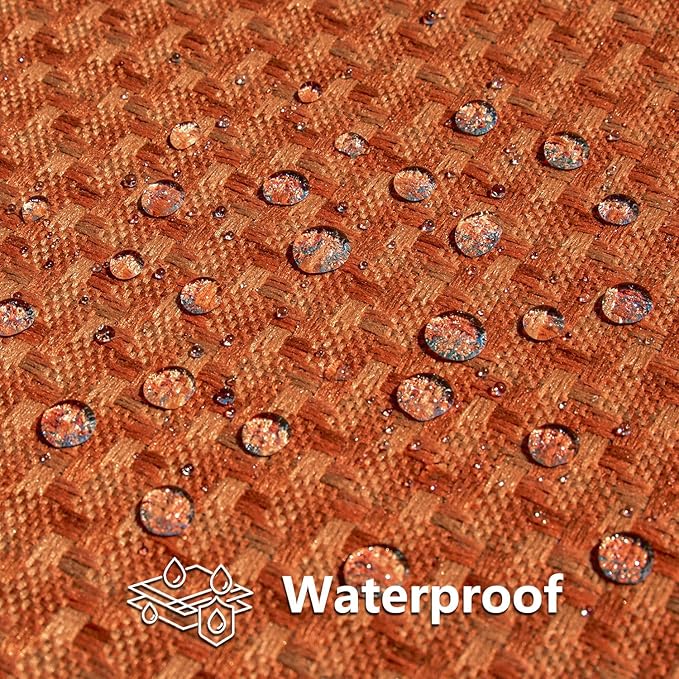Kevin Textile Outdoor Fall Waterproof Throw Pillow Covers Pack of 2 Farmhouse Decorative Cushion Covers for Garden Patio Tent Balcony Bench Couch Sofa 24x24 Inch, Burnt Orange
