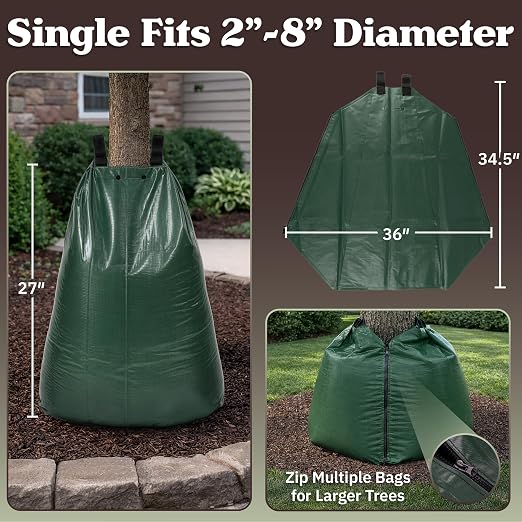 20 Gallon Tree Watering Bag - Heavy Duty PVC Auto Drip Irrigation for Newly Planted or Established Growth Deep Root Targeting - Tree Watering Bags Slow Release 20 Gallon by Pure Garden