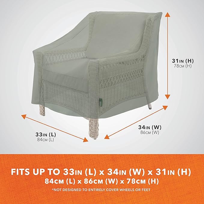 Modern Leisure Basics Patio Chair Cover - Weather-Resistant Fabric - Furniture Protection Perfect for Patio, Deck, and Porch - 33" L x 34" W x 31" H - Sage