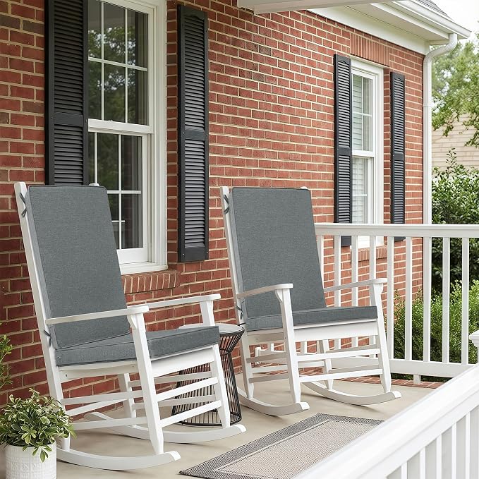 Outdoor Chair Cushions 20x20, Water-Resistant & Fade-Resistant, Patio Furniture Lawn Dining Chair Seat Replacement with High Back, Ties Zipper, Removable Cover, Set of 6, Dark Grey