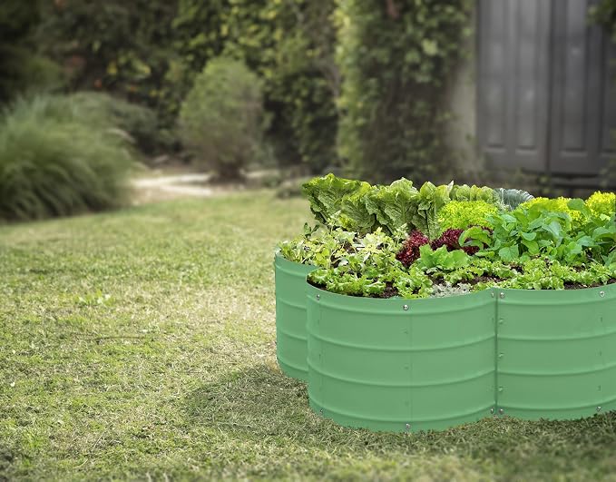 Galvanized Raised Garden Beds Outdoor // 8×2×1.5ft Modular & 3×3×1ft Planter Raised Beds for Gardening, Vegetables, Flowers // Large Metal Garden Box (Light Green) // Patent Pending Tool-Free Assembly