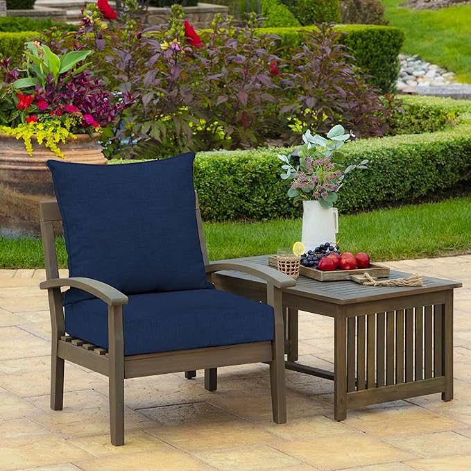 Arden Outdoor Foam Deep Seat Cushion (2-Pack), 22x24, Premium High-Density Foam, Never Flattens, Weather-Proof for Patio Chair Sofa Couch, Sapphire Blue Leala
