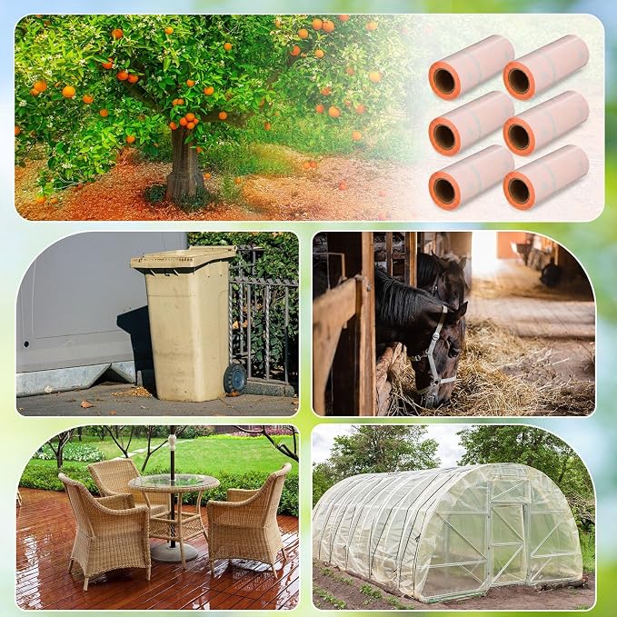Qualirey 6 Rolls Spotted Lantern Fly Traps 30 Feet Each Roll Fly Tree Trap Sticky Strips Outdoor Fruit Glue Strips Disposable Tape Indoor Paper Sheets for Protecting Trees (Orange)
