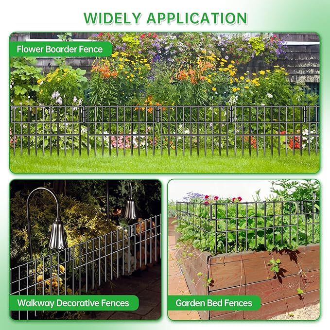 39.5ft(L) X 13in(H) Animal Barrier Fence, 28 Panels No Dig Fence for Dogs, 1.52IN Gap Anti Digging Dog Barrier, Rustproof Metal Garden Edging Border Defense for Outdoor, Yard, Lawn