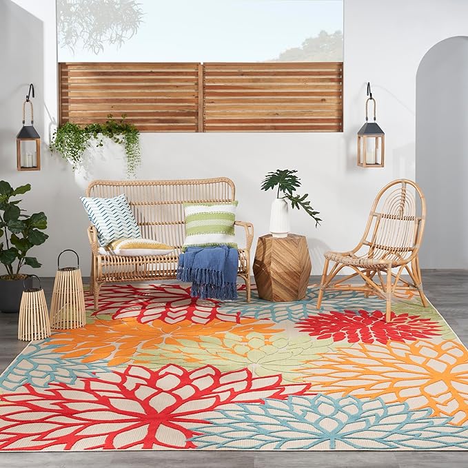 Nourison Home Aloha 10' x 14' Green Fabric Tropical Area Rug (10' x 14')
