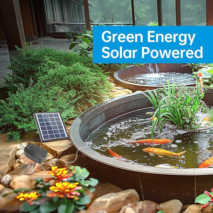 Biling Solar Pond Aerator with Battery Backup, 3 Modes Solar Powered Air Pump with Pond Bubble Regulator for Outdoor Fish Pond Stock Tank Aquarium Hydroponics