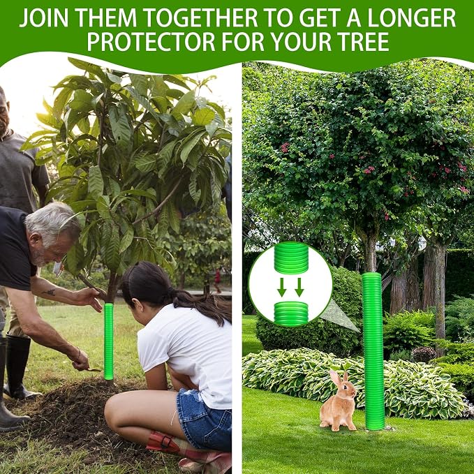 Menkxi 20 Pcs Corrugated Tree Guards Tubes Plastic Saplings Tree Trunk Protectors Wraps to Protect Bark from Deer, Sapling from Rodents, Mowers, Animals(15.7 x 2, 15.7 x 1.5)