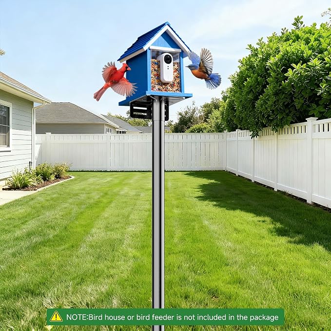 Bird House Pole Stand, Dia 1 Inch Smart Bird Feeder Pole for Camera Birdfeeder, Feeding Station for Outdoors Heavy Duty, Compatible Post Mount 94"