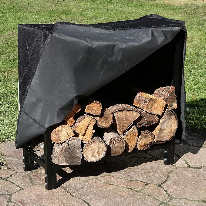 Sunnydaze Firewood Log Rack with Cover - Indoor or Outdoor Wood Storage - 30-Inch - 500-lb Capacity