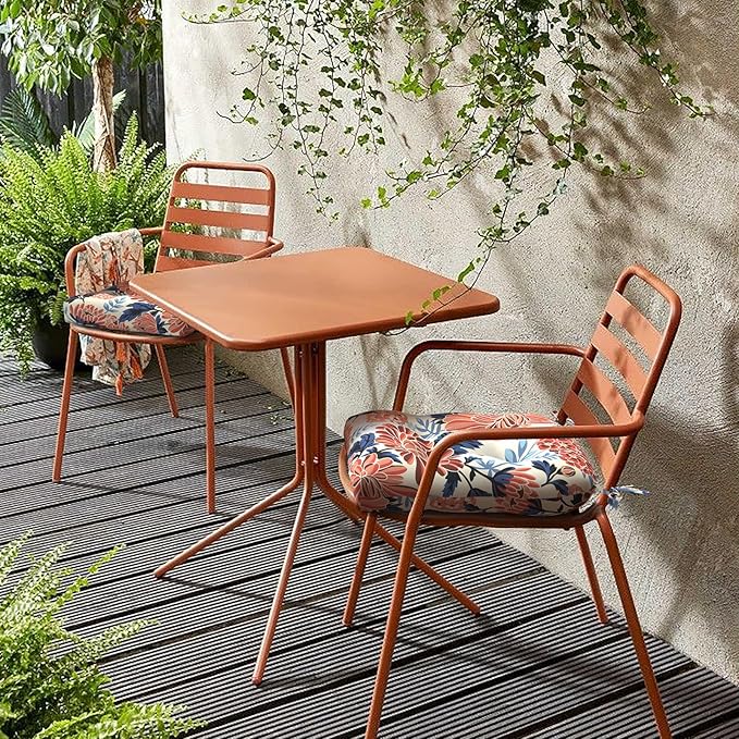 LVTXIII Outdoor/Indoor Tufted Seat Cushion, Decorative Wicker Chair Pads All Weather Seat Cushion Sets for Patio Garden Home Office Furniture, 19"x19"x4", Round Back, Pack of 2, Red Chrysanthemum