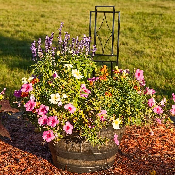 Sunnydaze 2-Piece Chic Diamonds Garden Trellis for Climbing Plants - Outdoor Decorative Metal Flower Trellis - 48-Inch Tall - Black