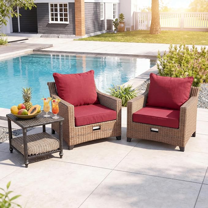 Art Leon 22x 24 Outdoor Seat Cushion 28D High Density Foam Patio Chair Cushions with Non-Slip Backing Patio Cushions for Patio Furniture Porch Swing Garden Bench Camping Stadium Red
