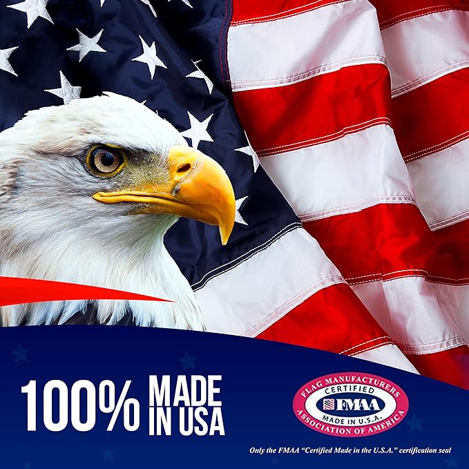 American Flags for Outside 5X8 American Flag made in USA Heavy Duty Flags Outdoor with Embroidered Stars and Sewn Stripes 5x8 US Flag for High Wind- All Weather Flags