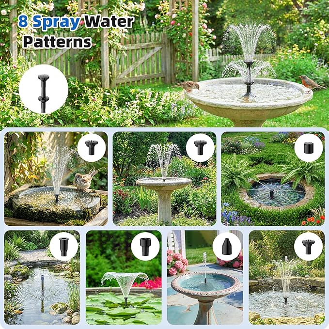 Antfraer 6.5W Solar Pond Filter with Battery Backup, Solar Pond Filter with Water Pump, Pond Pump with Shortage Protection For Small Pond Bird Bath Fish Ponds