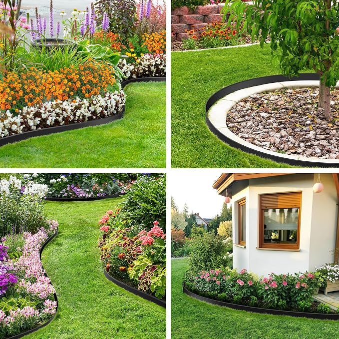 2 Inch x 66 FT (Multiple Sizes Available) Landscape Edging, Garden Edging Borders with 70pcs Upgrade Stakes, Flexible No Dig Plastic Garden Border for Lawn, Landscaping, Flower Beds, tree and Yard
