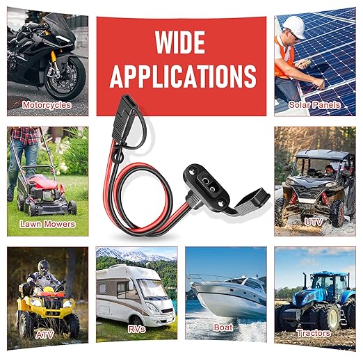 SAE Connector 2FT 10AWG, SAE Battery Quick Connect Plug Waterproof Extension Cable for Solar Panel, Street Glide, Road Glide, Motorcycle Charging Port Upgrade, RV, Solar Generator Battery Charger