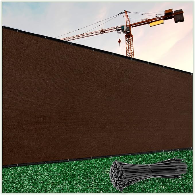 ColourTree Customized Size 6' x 72' Brown Fence Screen Privacy Screen - Commercial Grade 170 GSM - Heavy Duty - 3 Years Warranty - Cable Zip Ties Included