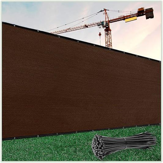 ColourTree Customized Size 6' x 92' Brown Fence Screen Privacy Screen - Commercial Grade 170 GSM - Heavy Duty - 3 Years Warranty - Cable Zip Ties Included